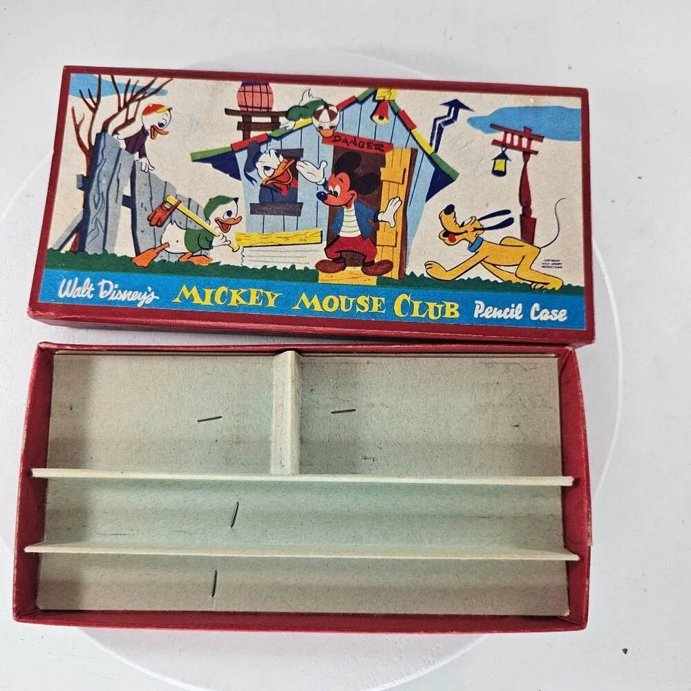 Walt Disneys Mickey Mouse Club Pencil Case Vintage 1950s
